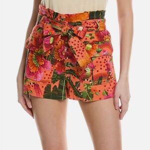 Farm Rio Shorts with tie belt, high waisted